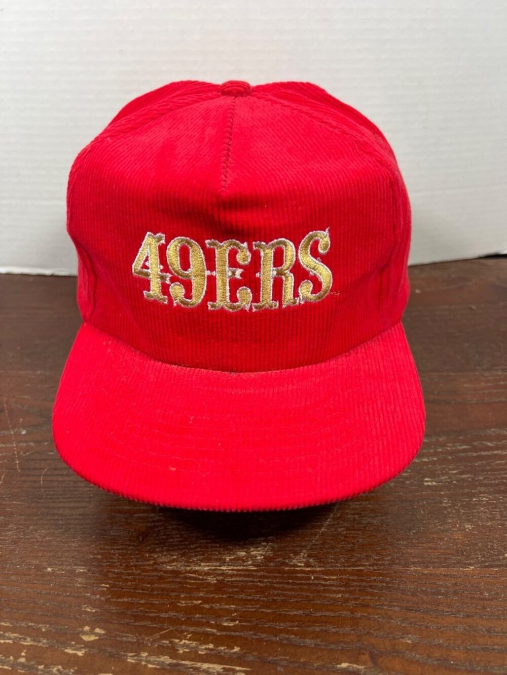 Vintage 49ers Red Corduroy Snapback Hat By Starline NFL H4